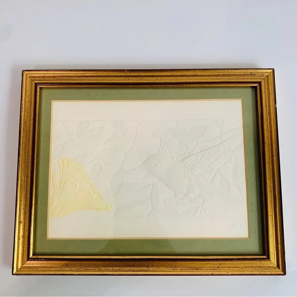 Vintage Hummingbird Relief Paper Art